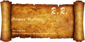 Remes Rufusz névjegykártya